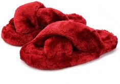 Red Faux Fur Slippers