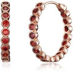 Red Stone Hoop Earrings