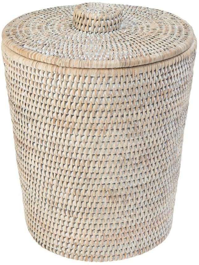 RATTAN WASTE BASKET WITH LID