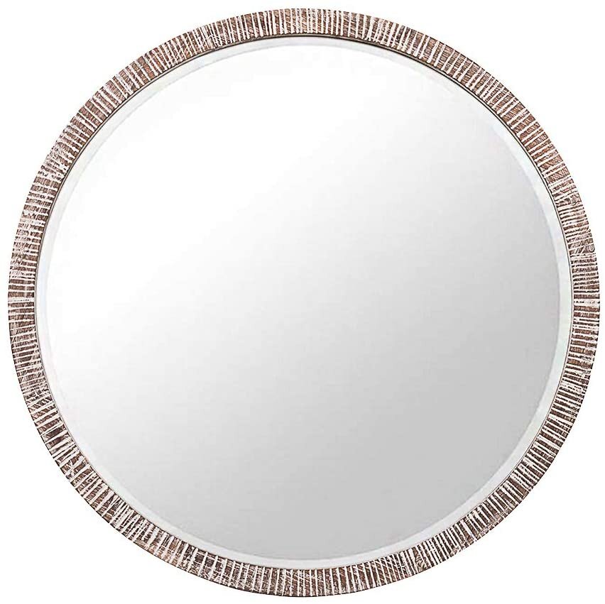 White Washed Round Mirror