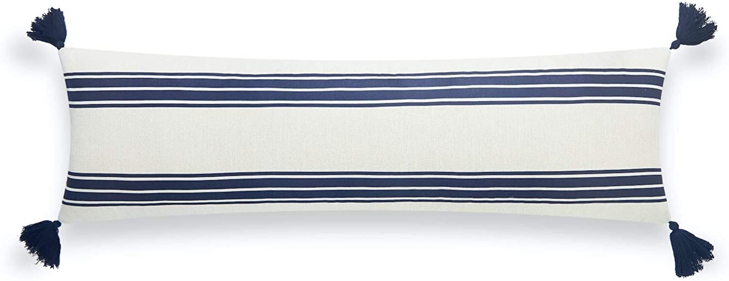 Blue Stripe Lumbar Pillow Cover