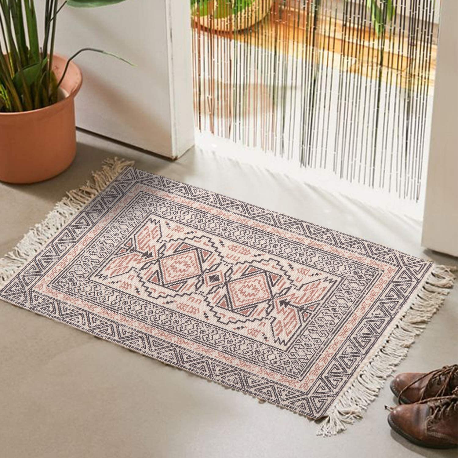 Woven Fringe Accent Rug