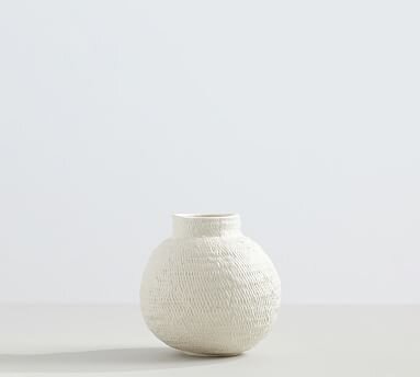 Etched White Vase