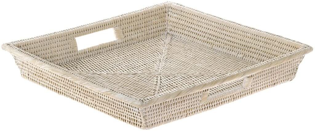 Whitewash Square Rattan Tray