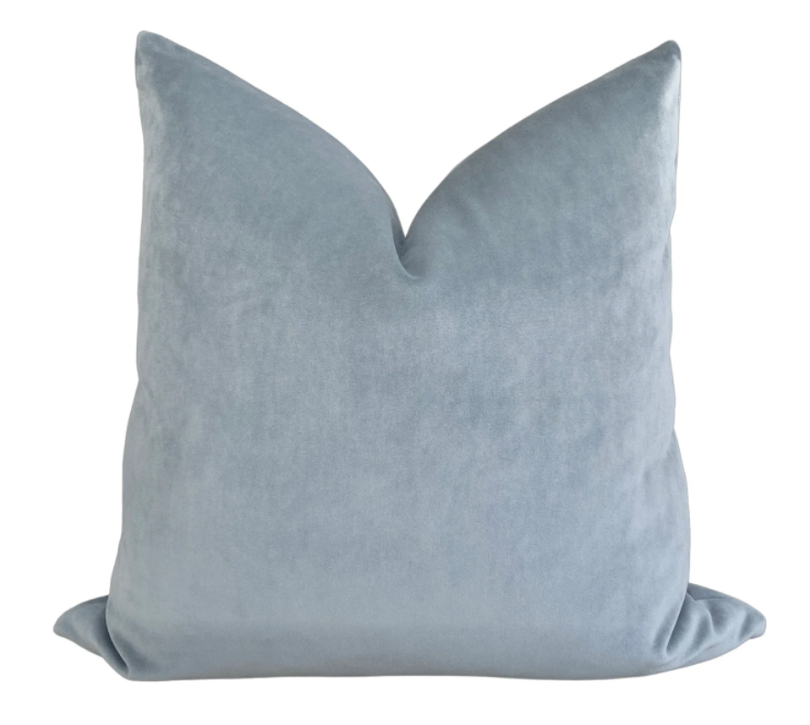 Dusty Blue Velvet Pillow Cover