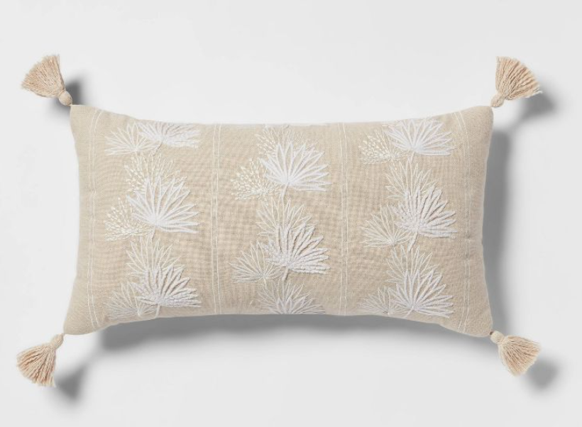 Khaki/Ivory Palm Pillow