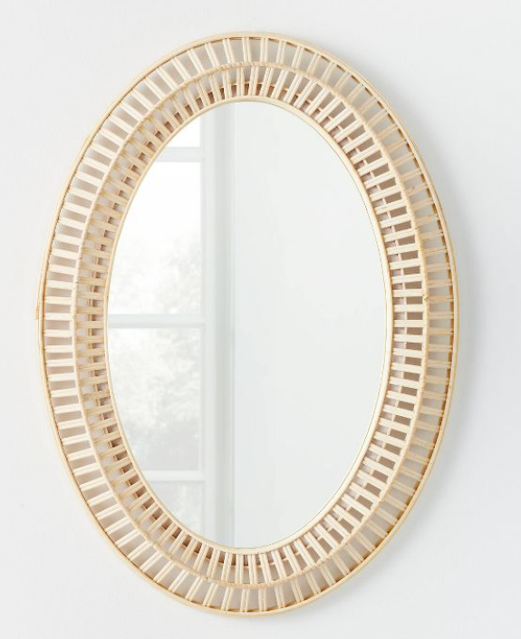 Light Woven Oval Mirror