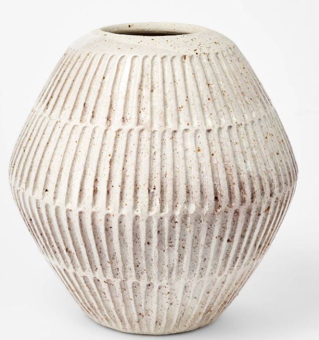 Large Carved Cream Vase
