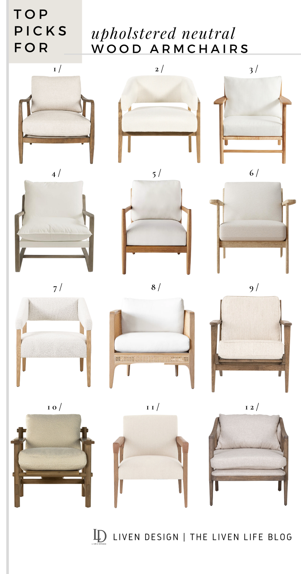 Top Picks For Upholstered Neutral Wood Armchairs — LIVEN DESIGN