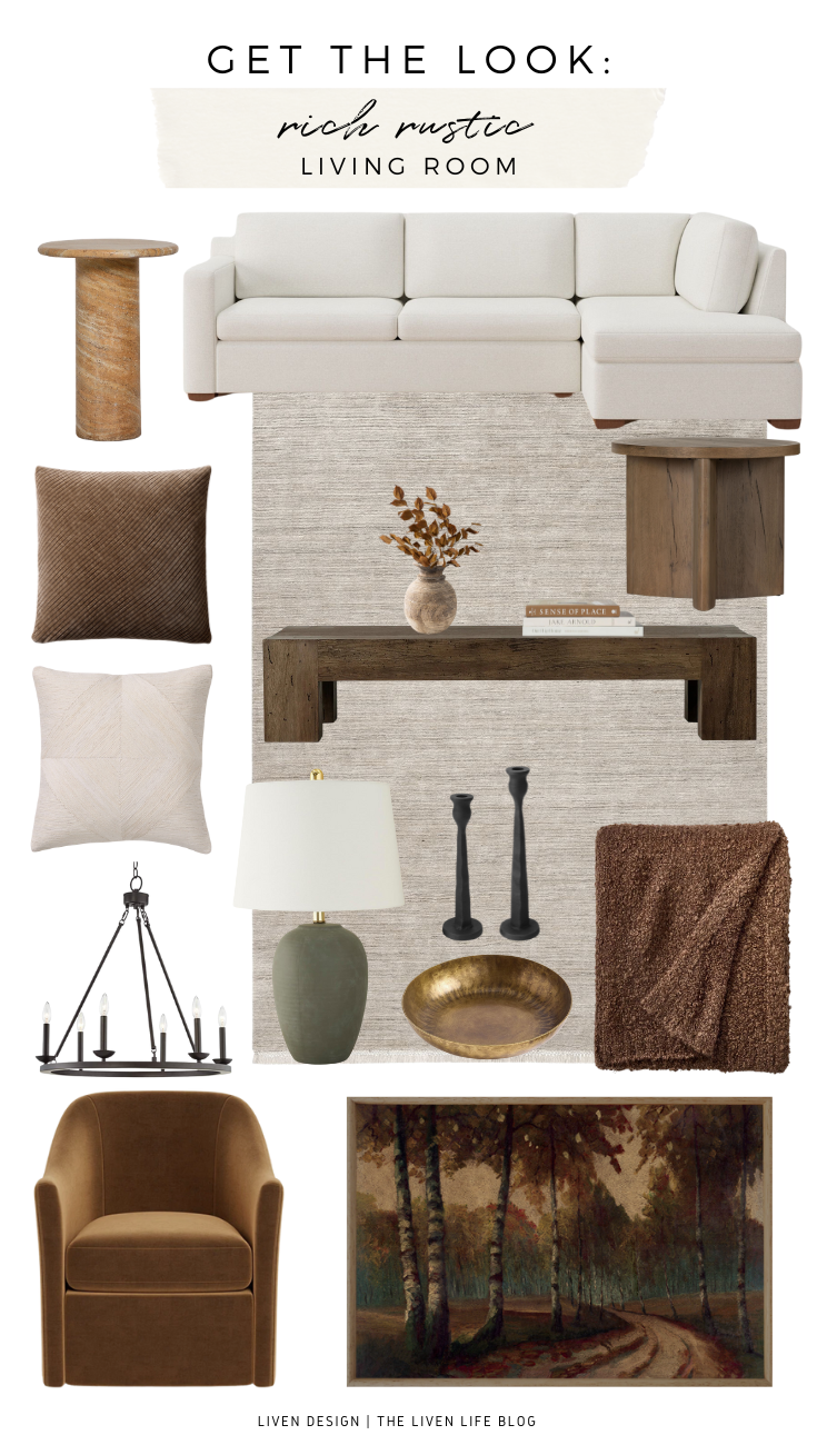 Rustic Rich Get The Look: Rich Rustic Living Room — LIVEN DESIGN
