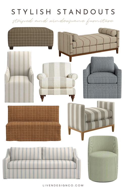 Windowpane Pattern Chair Striped & Windowpane Furniture Faves — LIVEN DESIGN