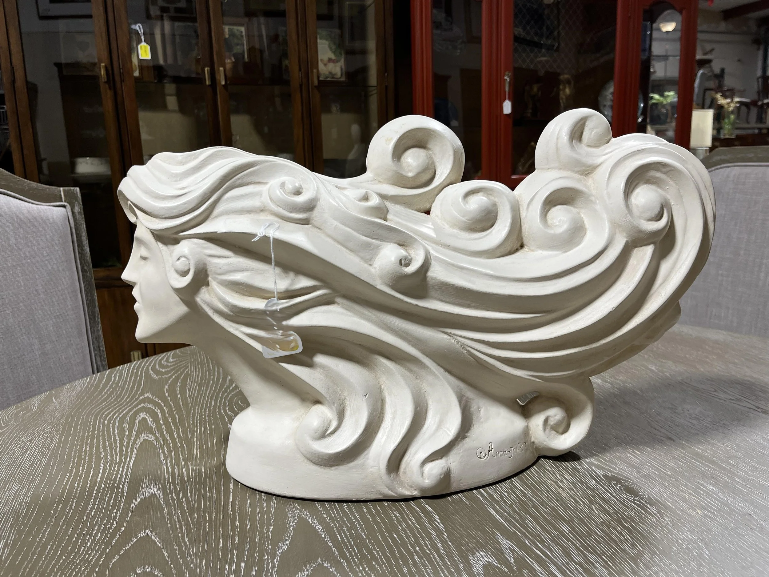 Vintage postmodern 1980s head bust ceramic sculpture Anne Jo art deco