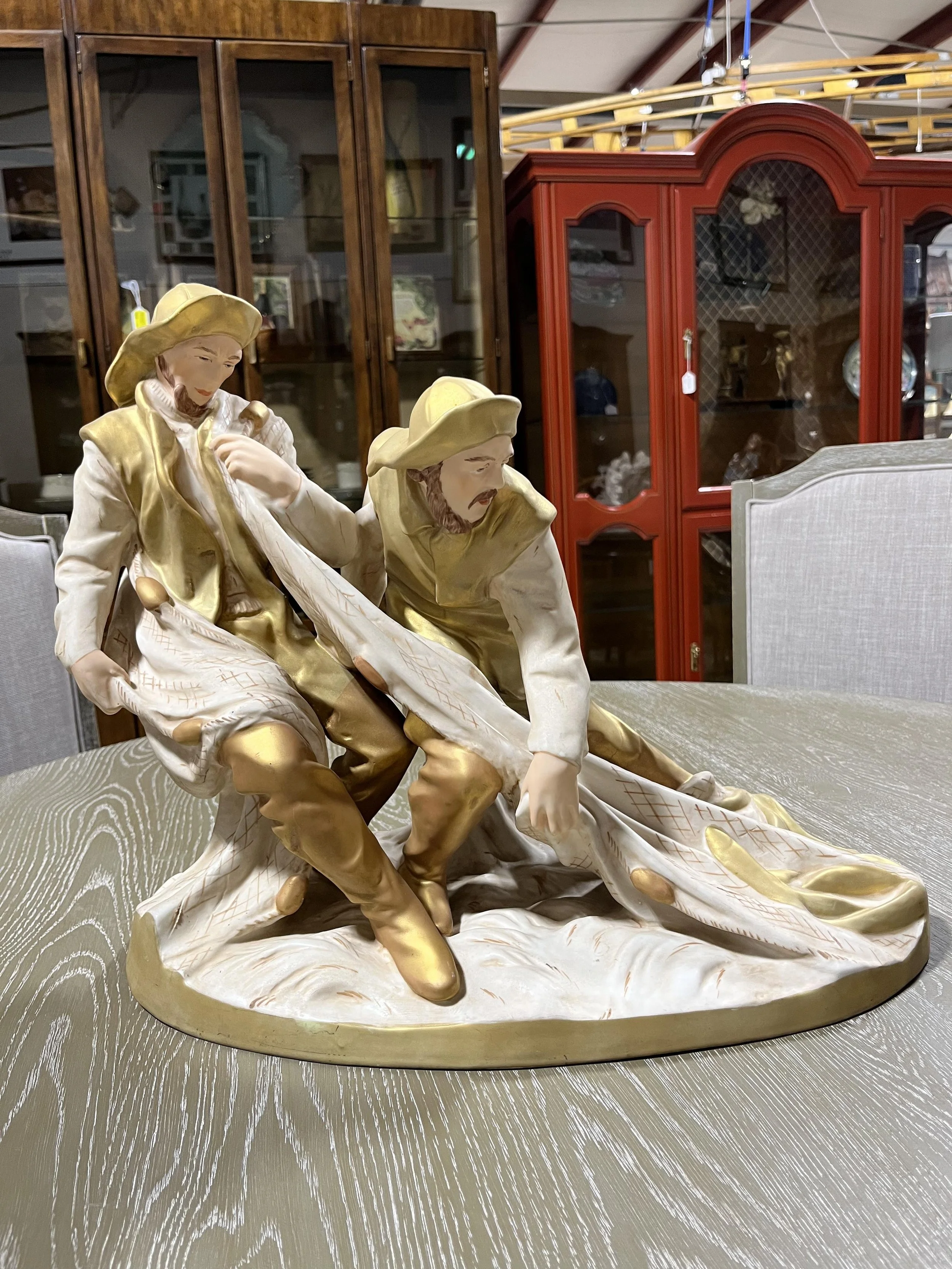 Royal Dux;  Two Fishermen Statue