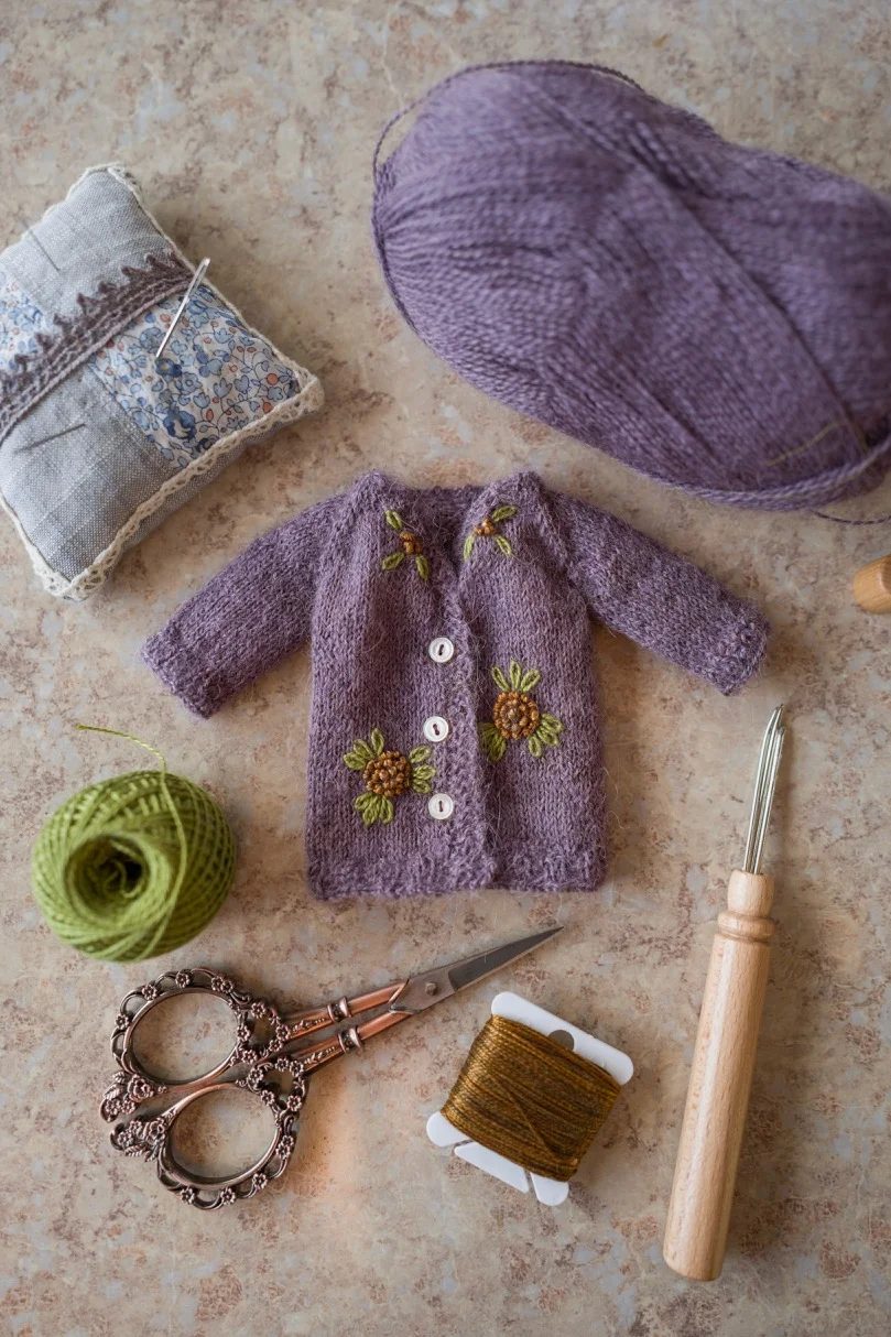 Embroidered Cardigan- Plum 