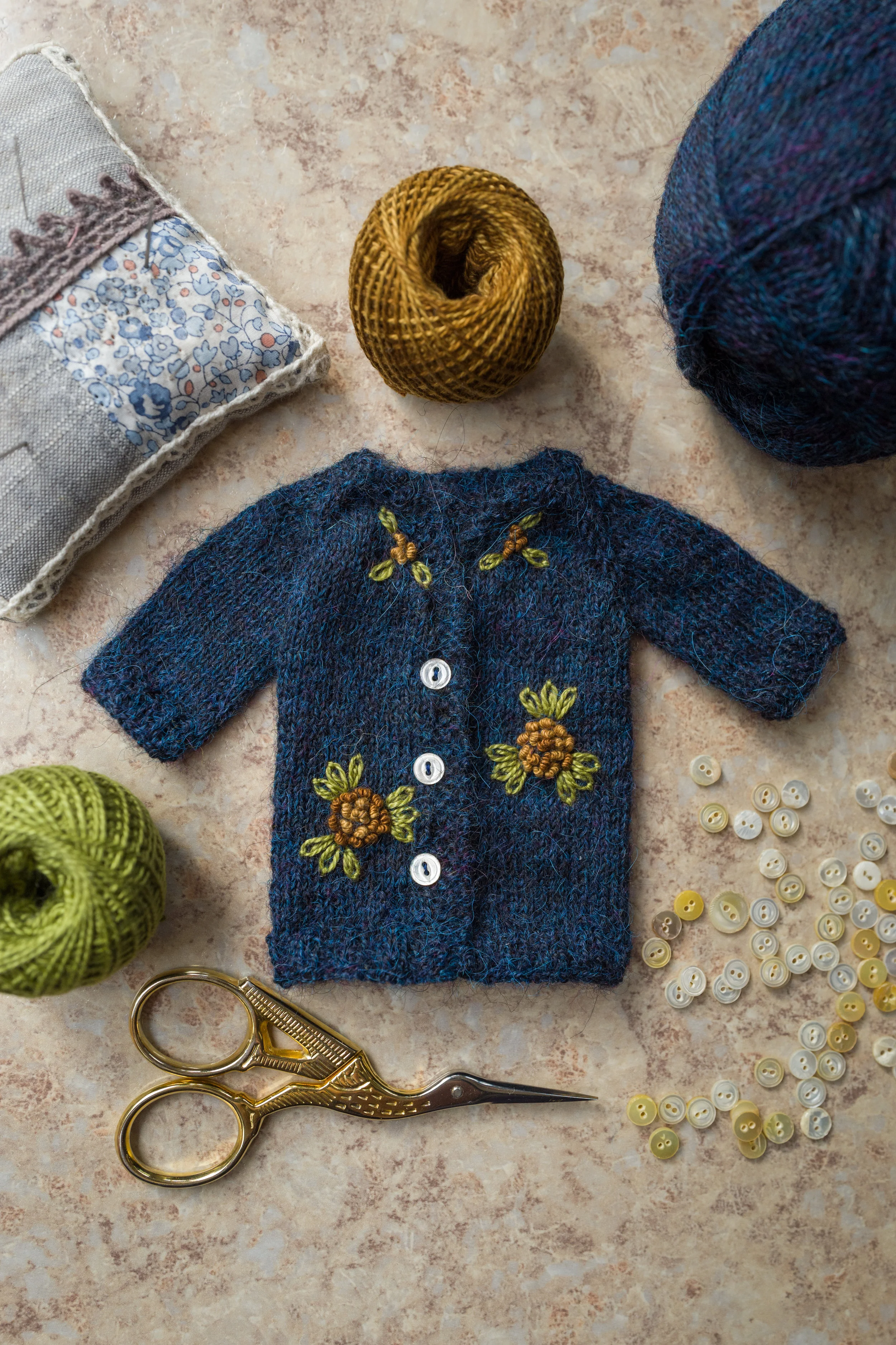 Embroidered Cardigan- Midnight Blue 