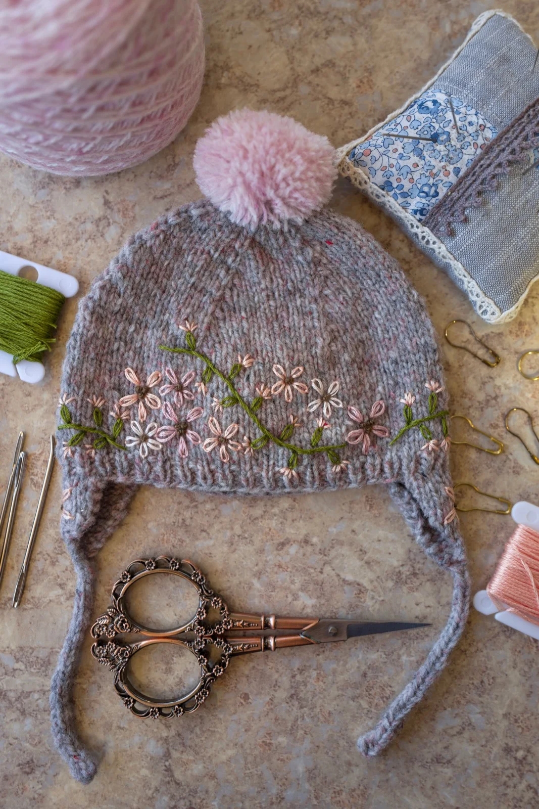 Embroidered Hat- Pink