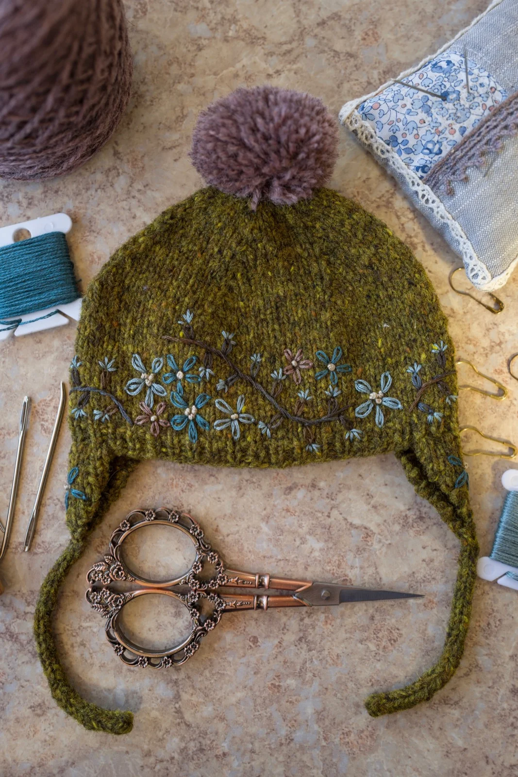 Embroidered Hat- Lichen Green 