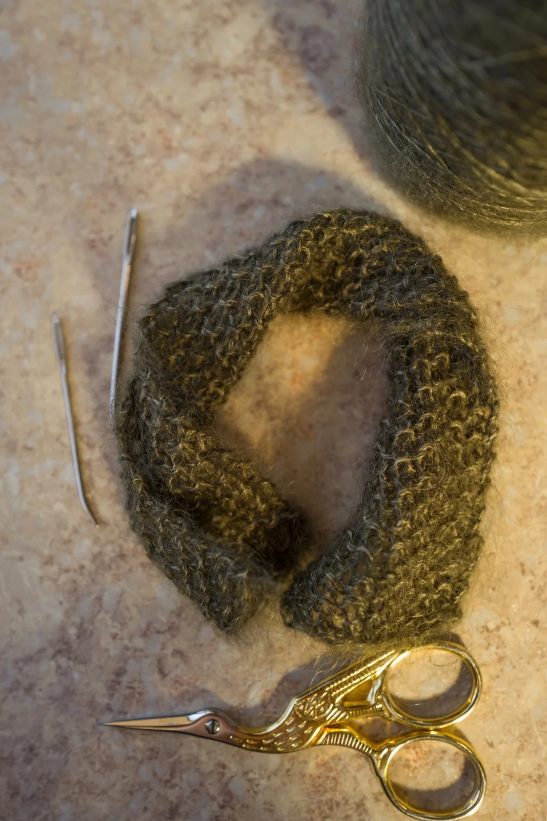 Knit Mohair Scarf- Earth Brown 