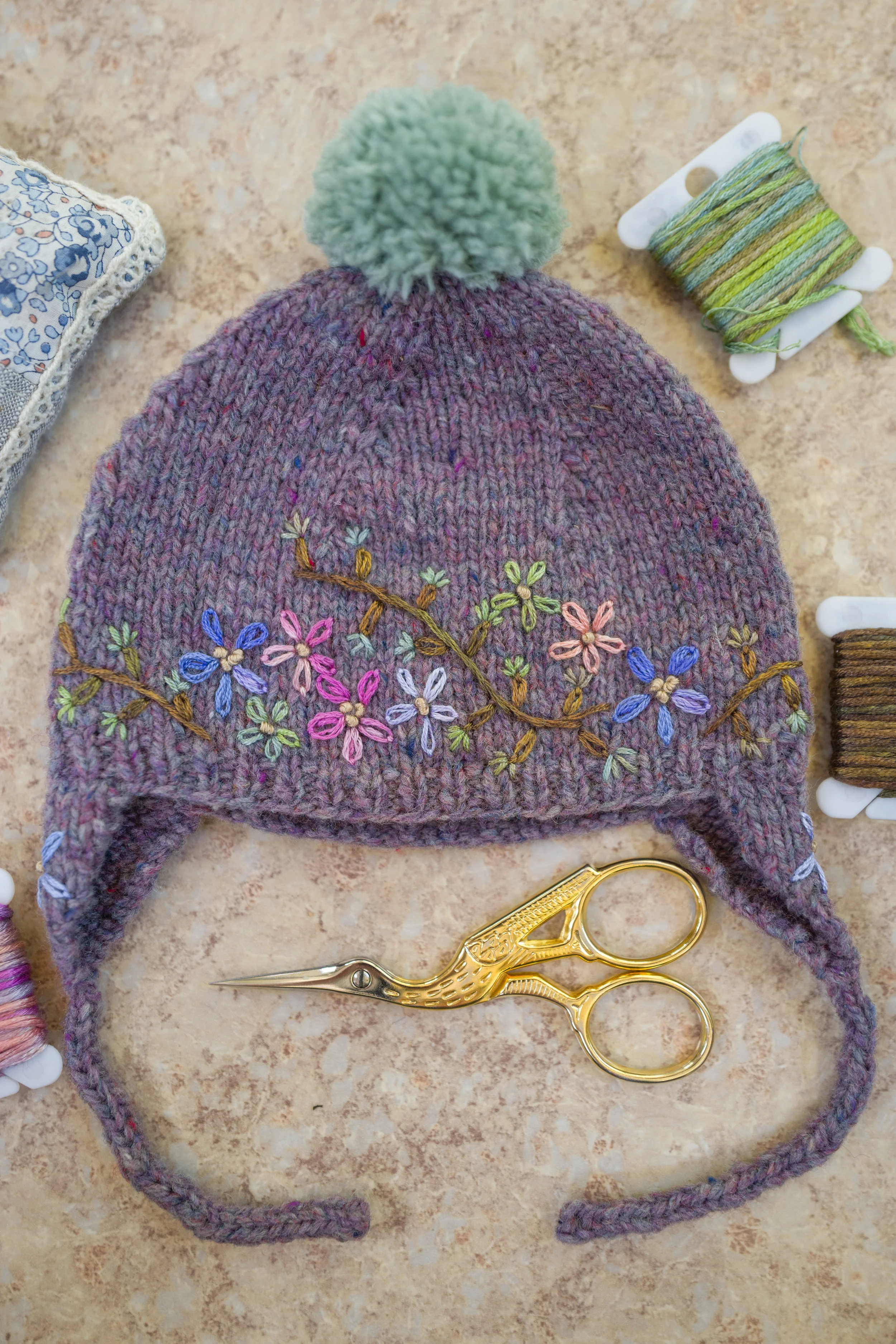 Embroidered Hat- Purple