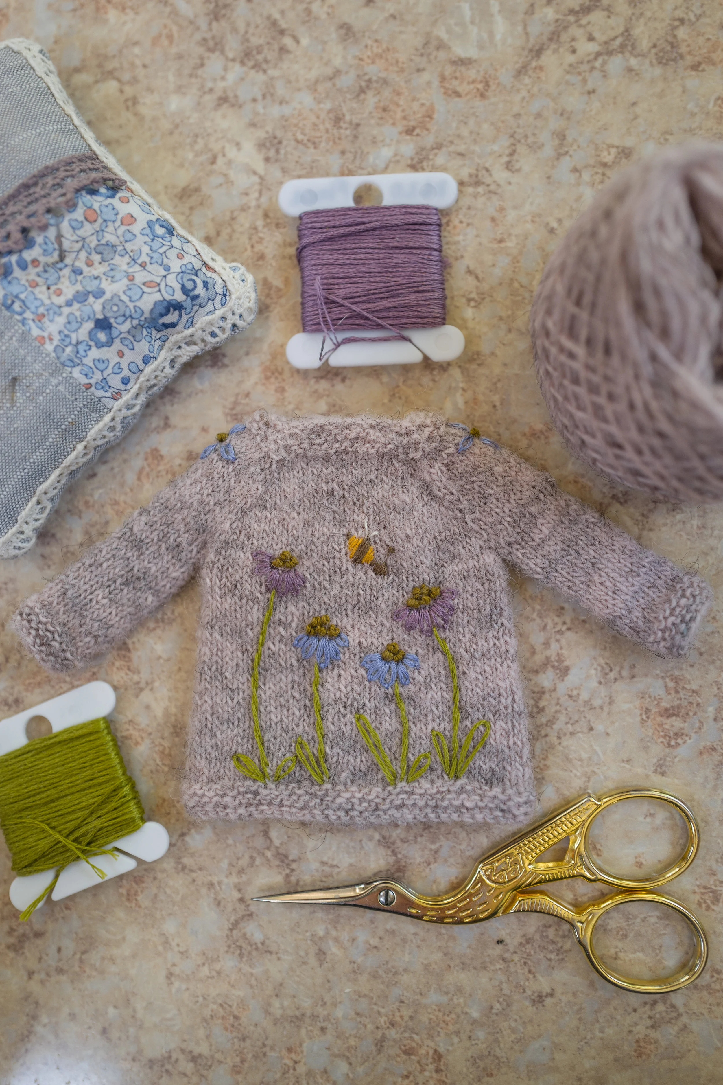 Embroidered Garden Sweater- Pink