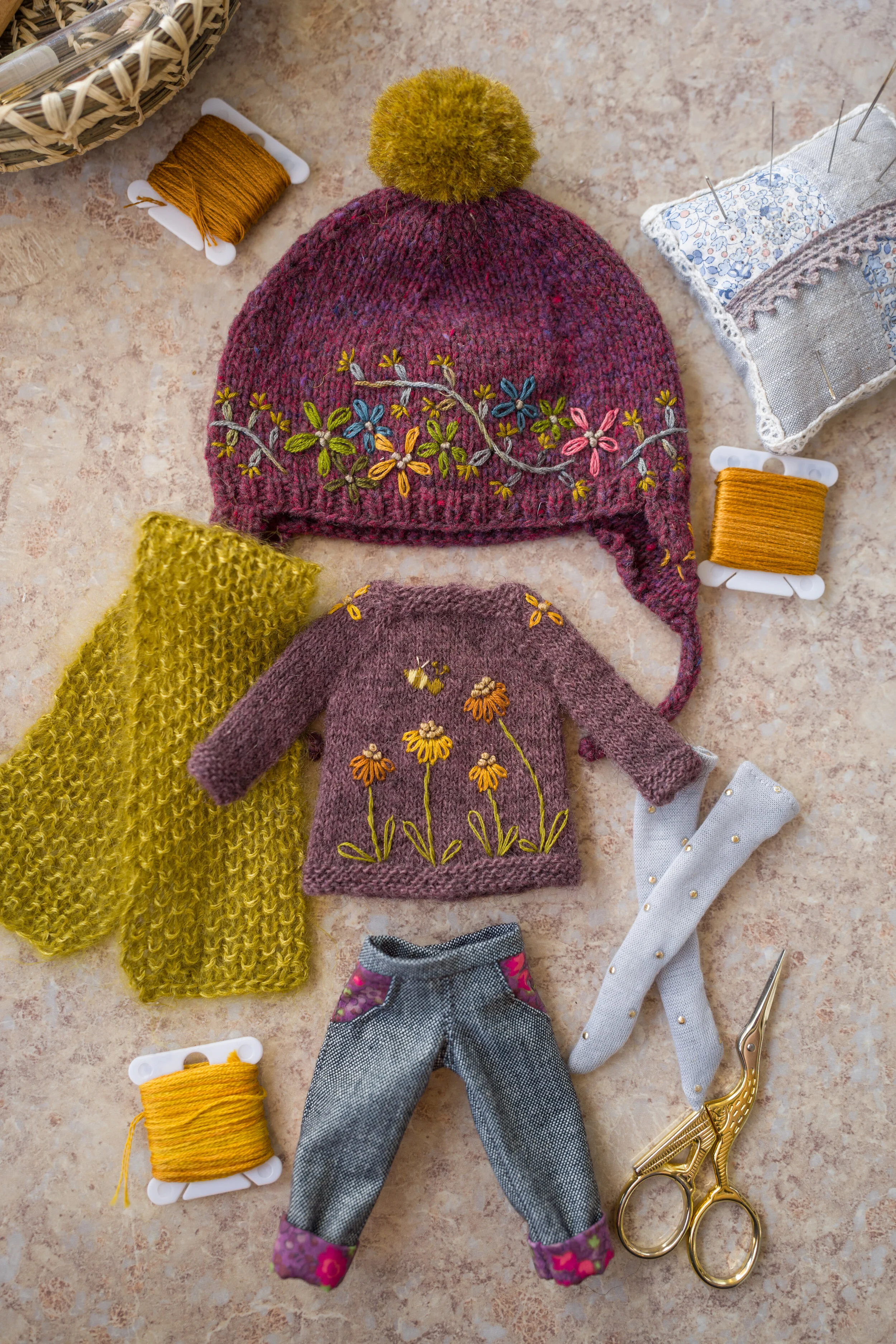 Five Piece Sweater Set- Plum