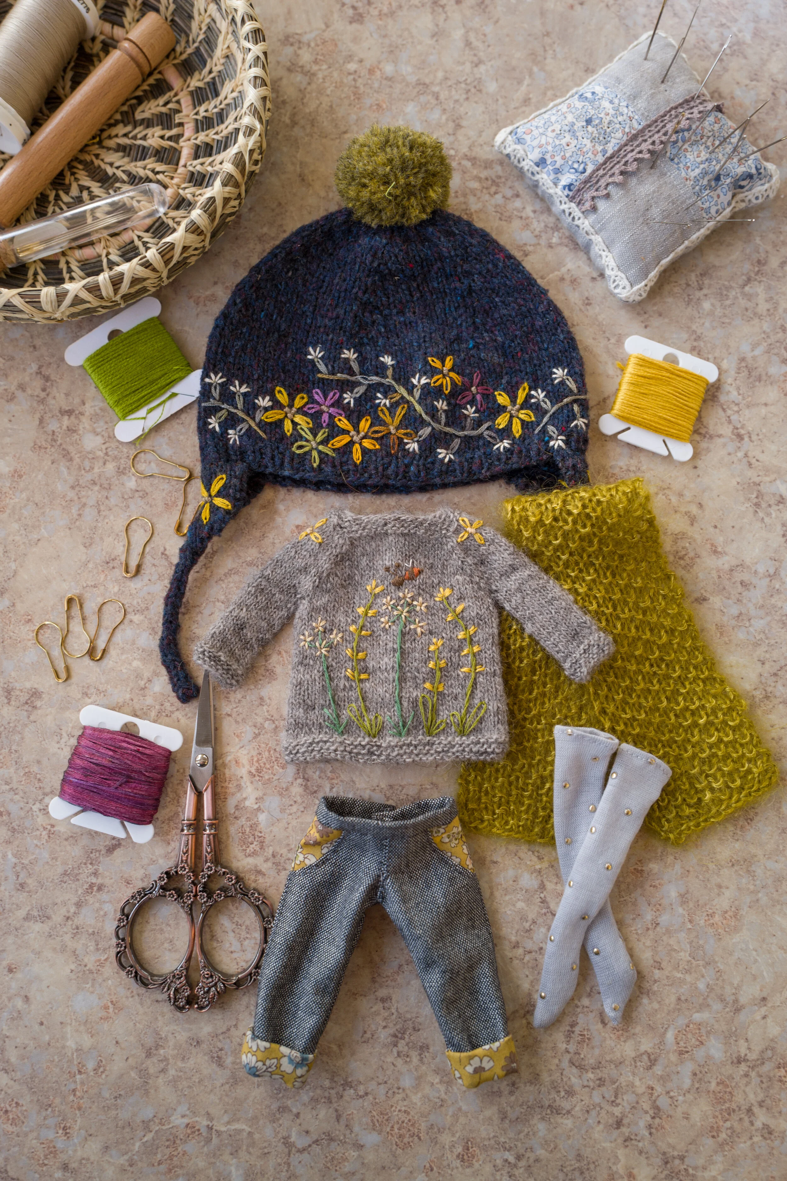 Five Piece Sweater Set- Blue and Grey