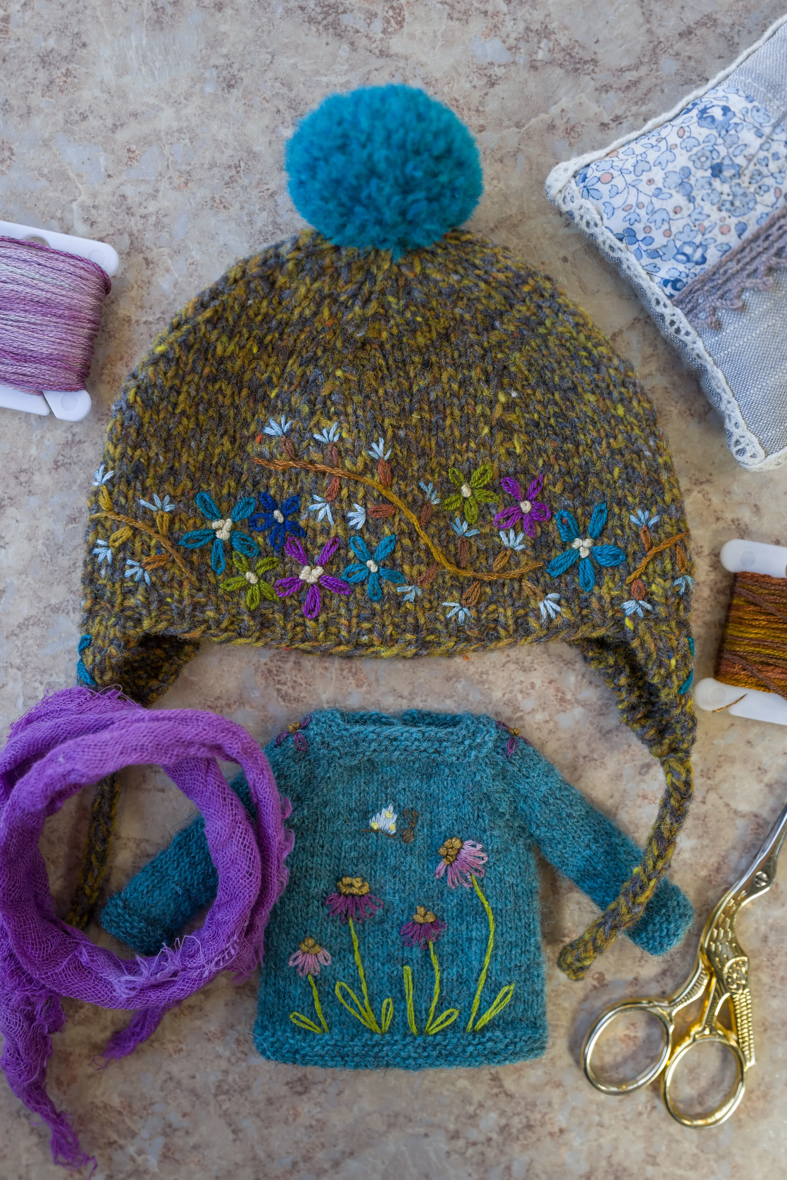 Three Piece Set- Mustard and Emerald