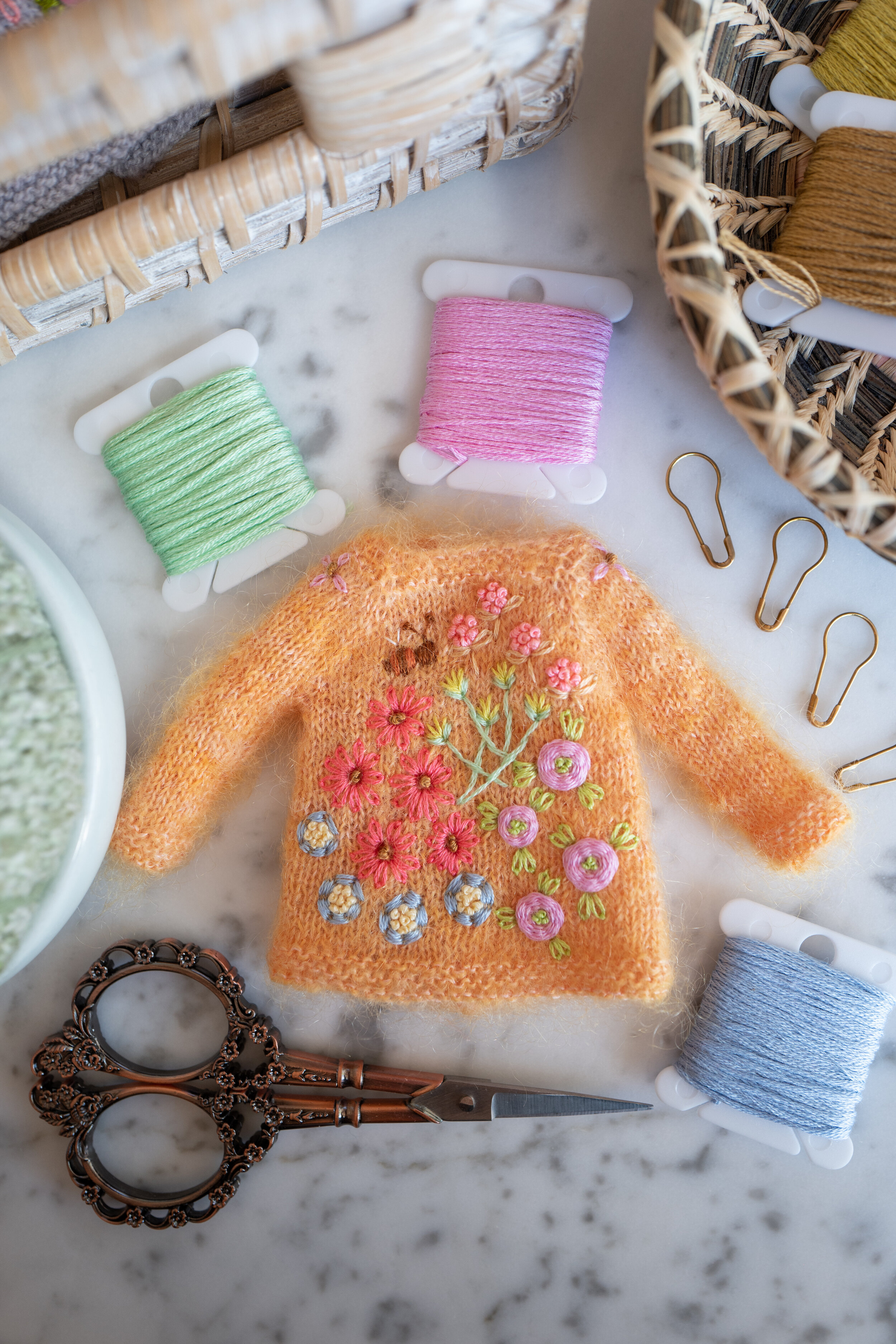 Embroidered Garden Sweater- Orange
