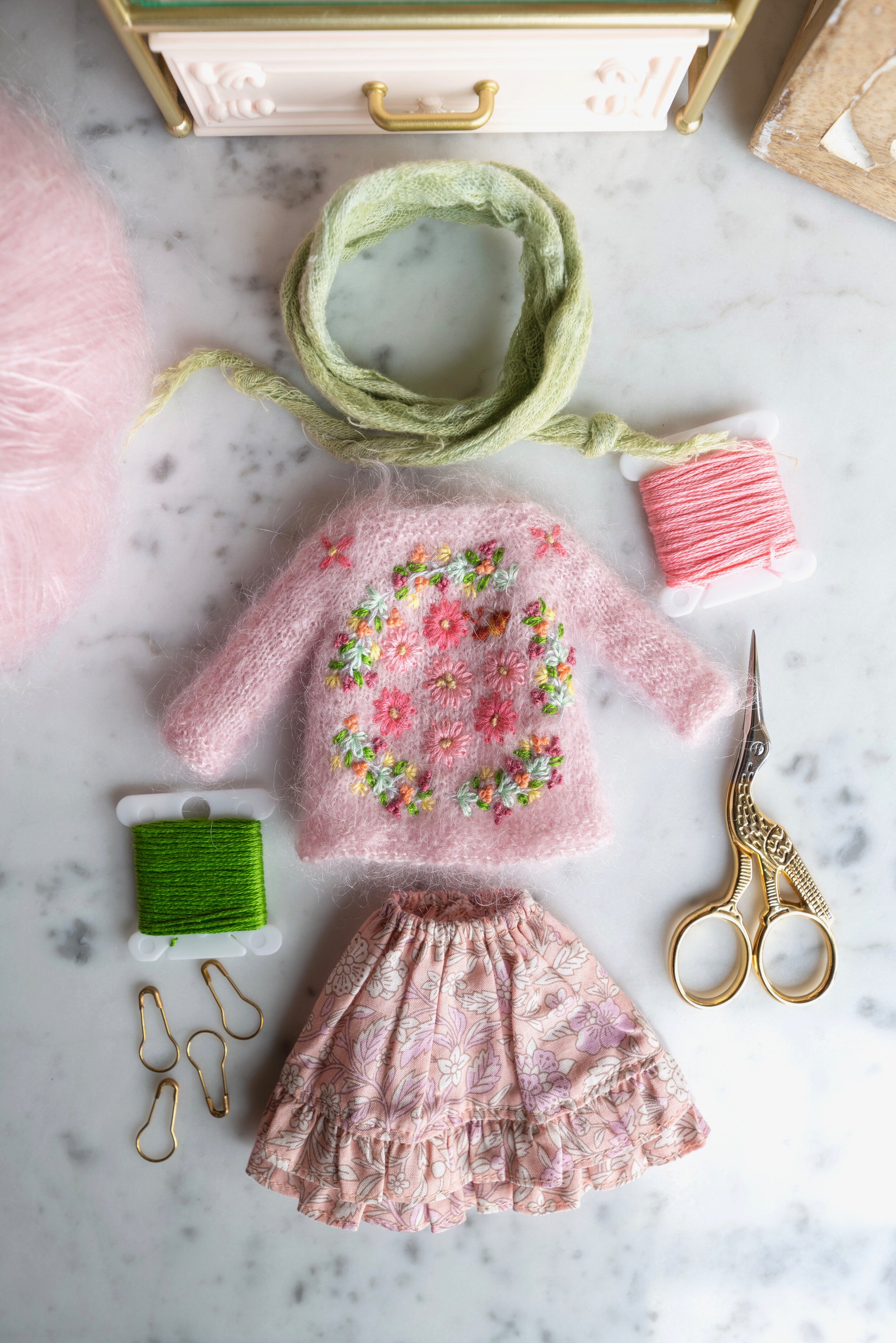 Three Piece Sweater Set- Pale Pink