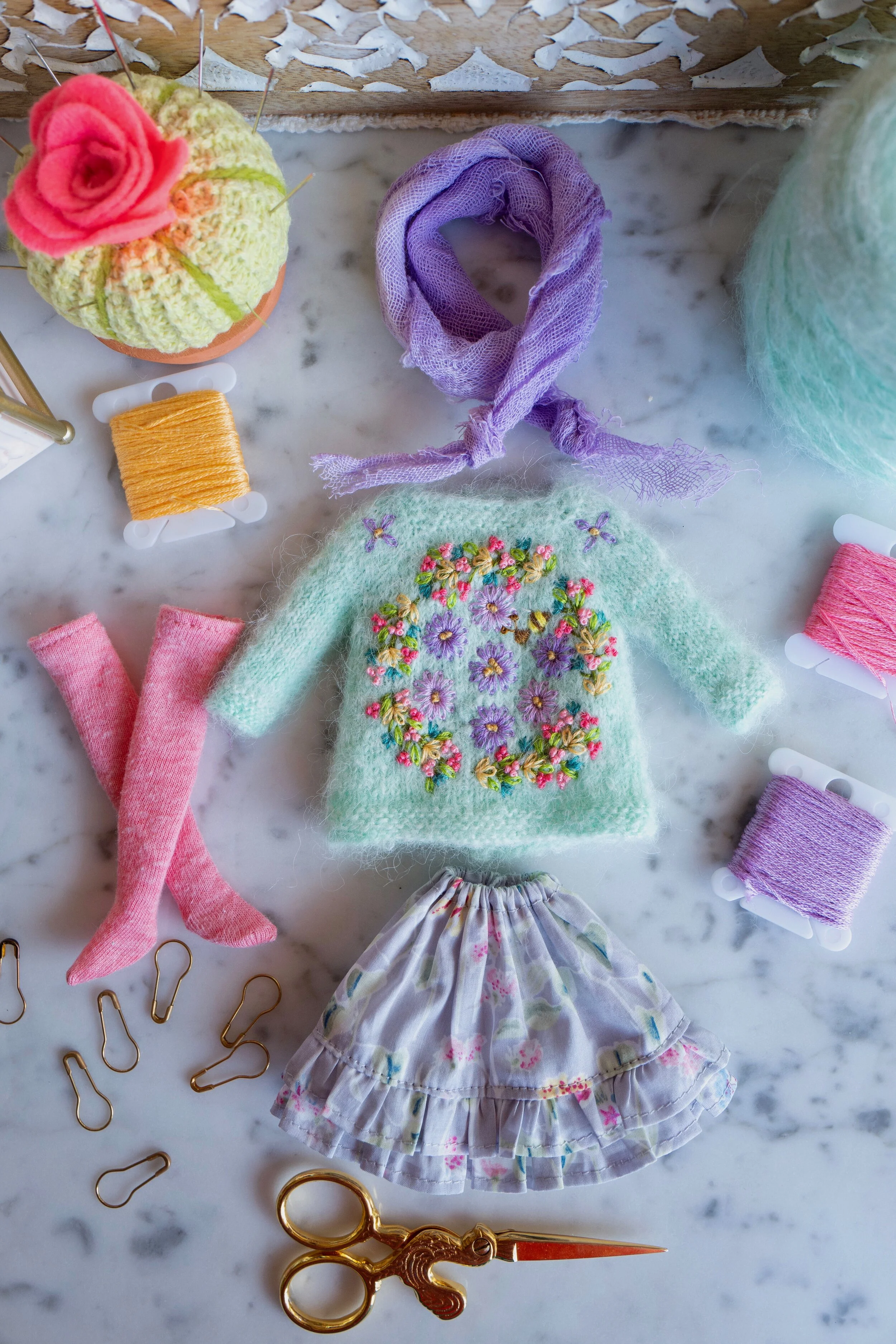 2 ITEMS MAXIMUM PER CUSTOMER- Four Piece Sweater Set- Sea Foam 