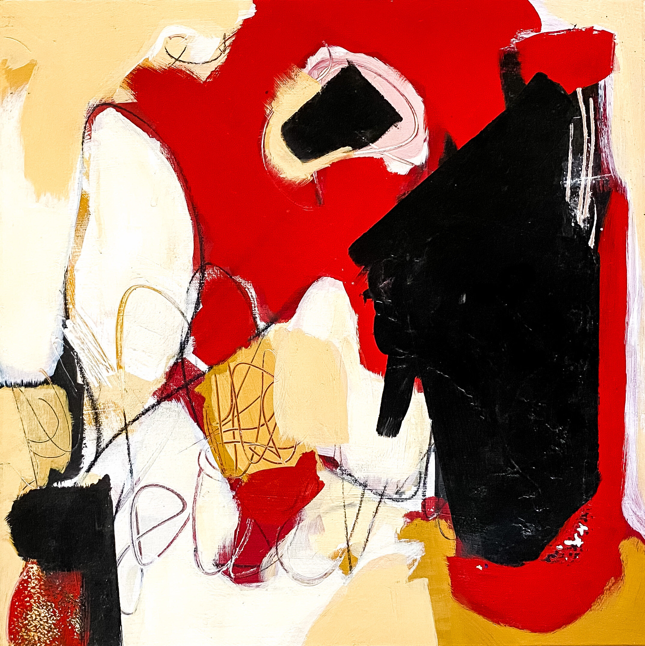 "Socially-distanced Happy Hour (2)" 13.5 x 13.5 inches framed