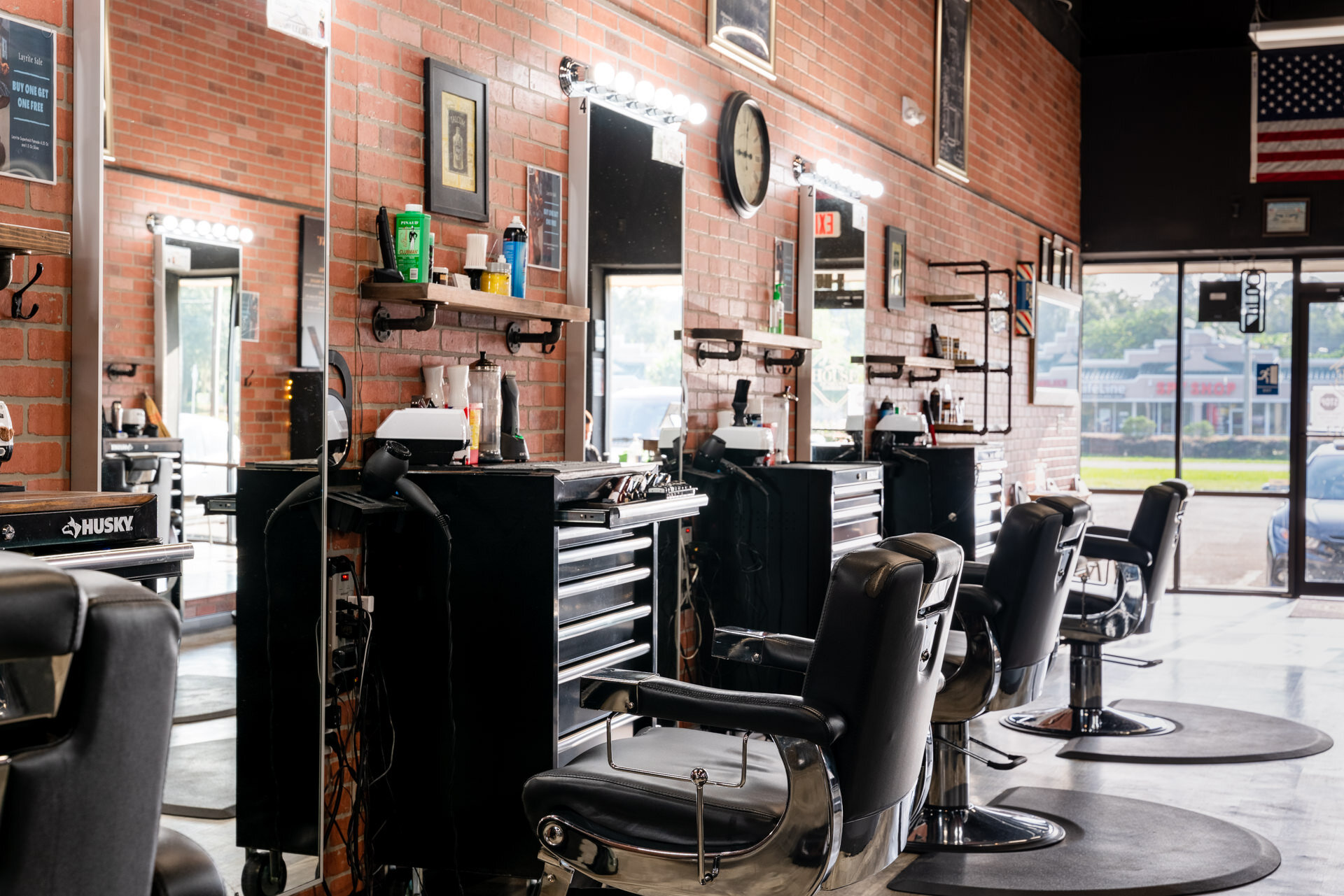 Barber's station in House of Shaves Barbershop in Jacksonville, Florida