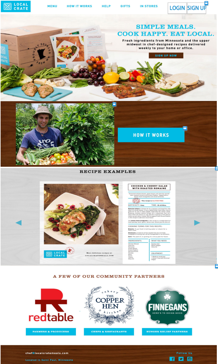 Building a relationship to the users and where their food comes from by showcasing the unique local aspect of Local Crate creates a personal connection to the user and the company.
