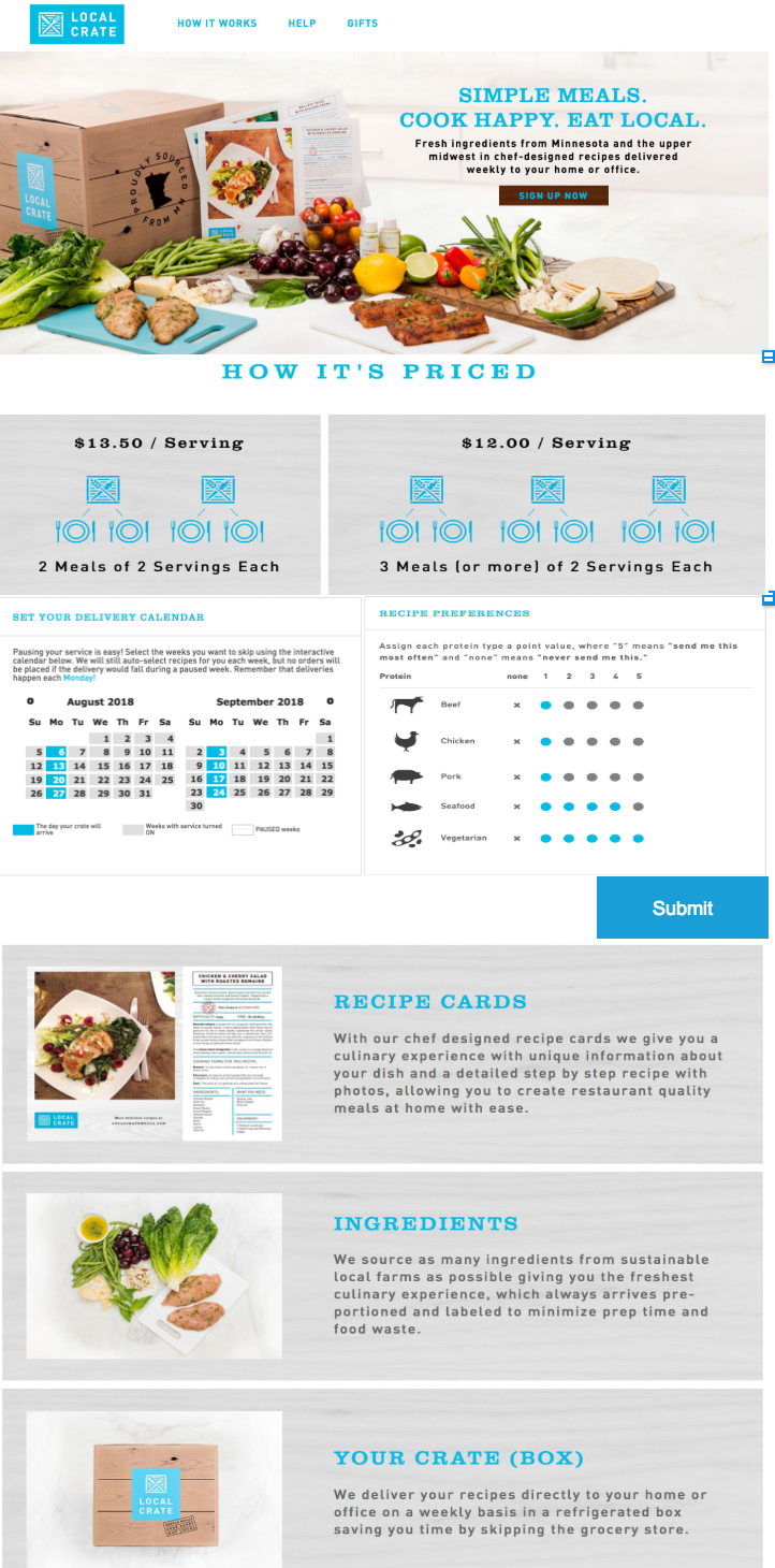 Choosing preference before meals gives the website an easy to follow rhythm that is intuitive and self explanatory.