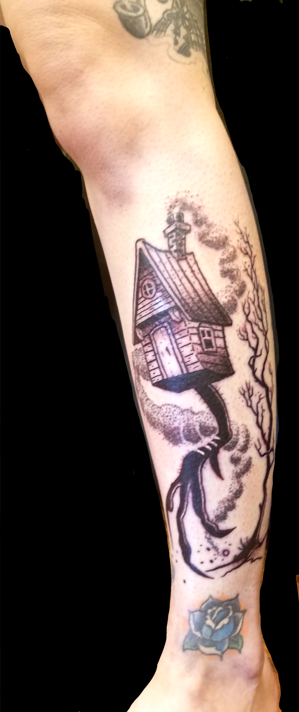 Witch House with Chicken Legs Tattoo