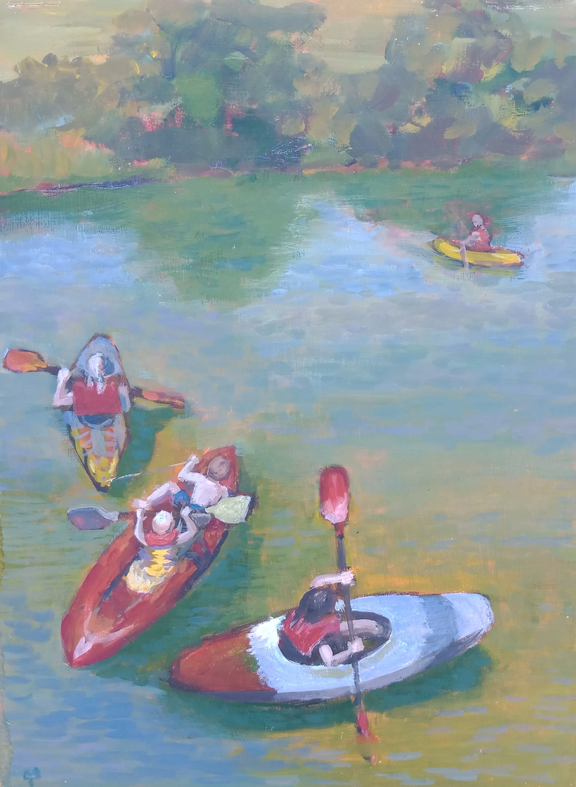 Maitai Kayaks. Acrylic on board 400mm x 300mm