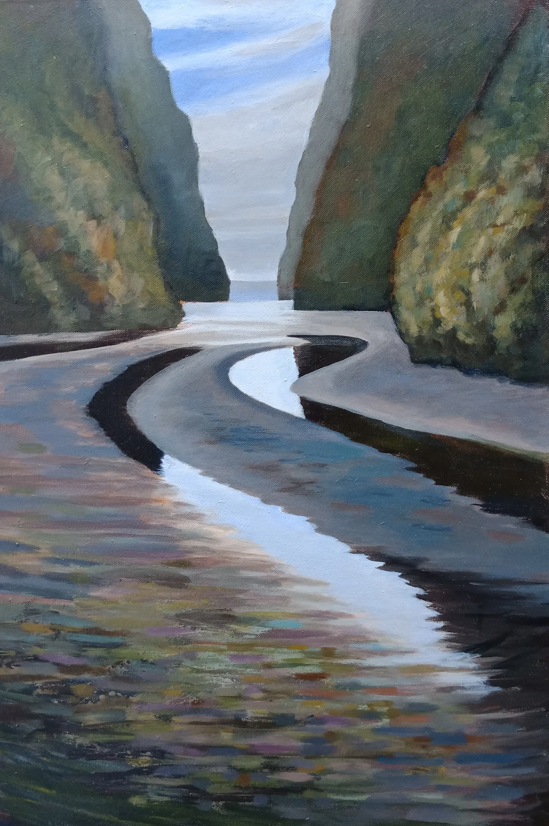 Coastal Creek, Wharariki, Golden Bay (2016). Acrylic on canvas 760mm x 510mm
