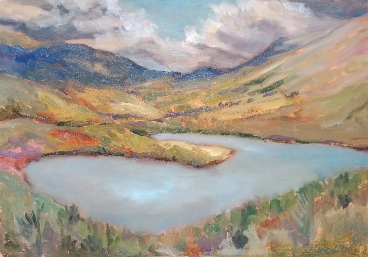 Lake Rotoiti from the Base of Mt. Robert (2019). Oil on Arches paper