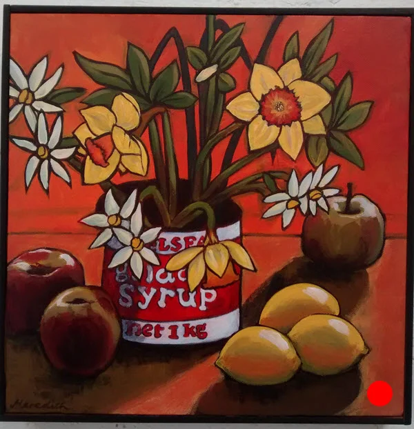 Daffodils (2014). 300 mm x 300 mm. Acrylic on Canvas (framed).