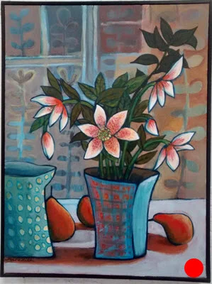 Winter Roses (2014). 400 mm x 300 mm. Acrylic on Canvas (framed).