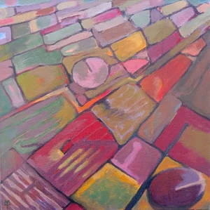 Flying over Canterbury (2015). 300 mm x 300 mm. Acrylic on Canvas.