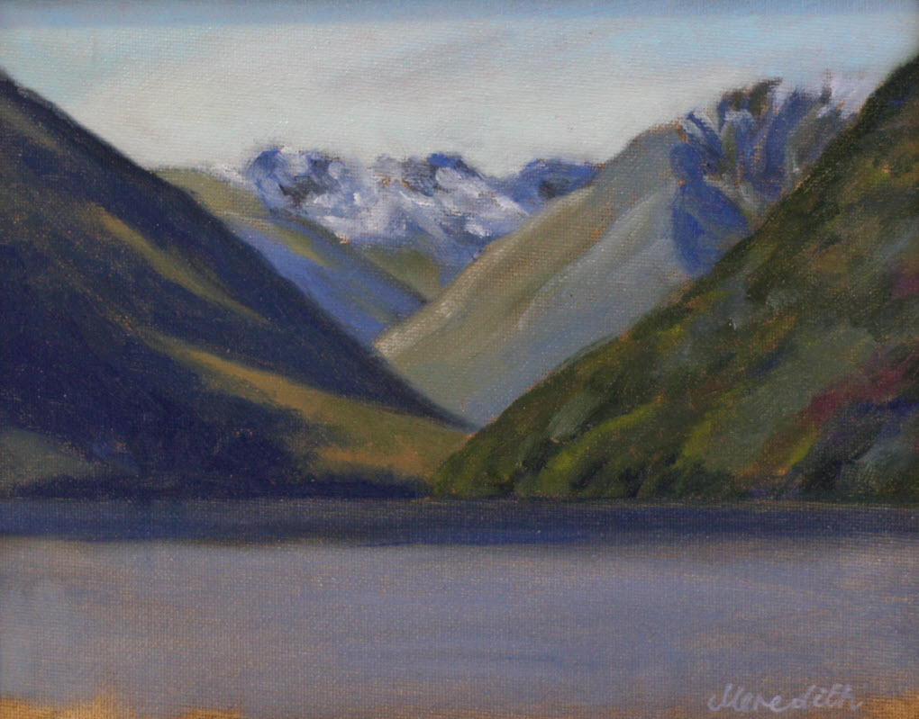 Lake Rotoiti Lake Head (2018). 200 mm x 255 mm. Oil on Panel (Framed).
