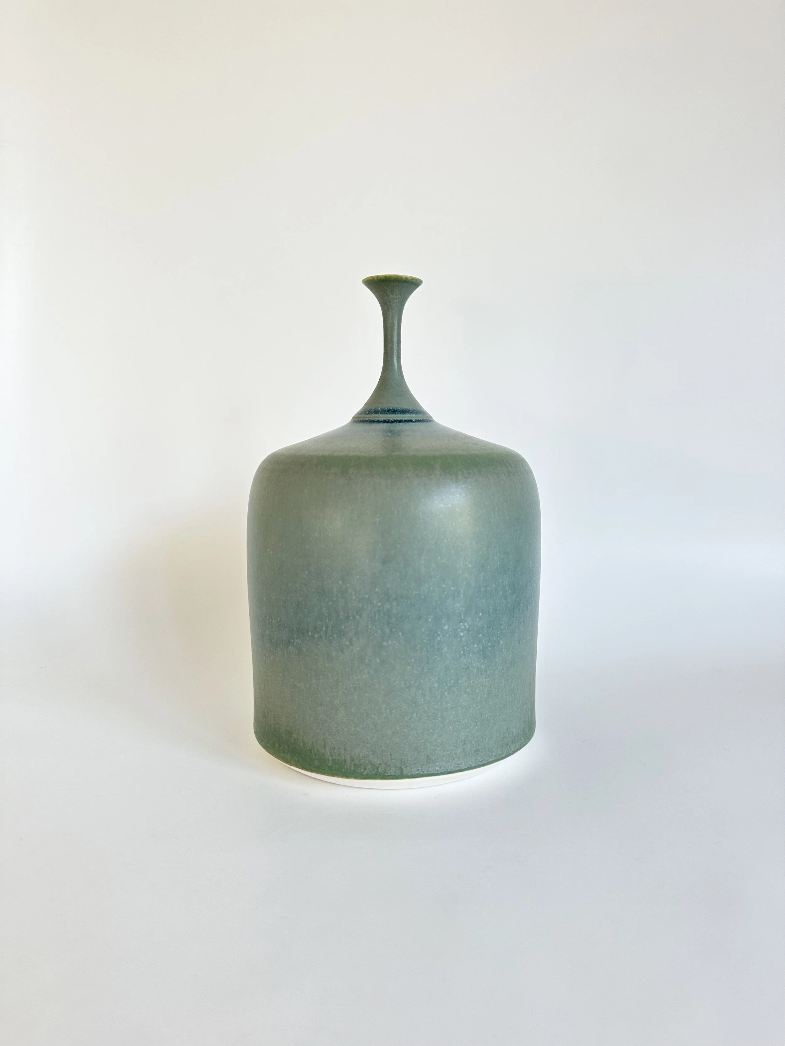 small wide bottle eggshell teal