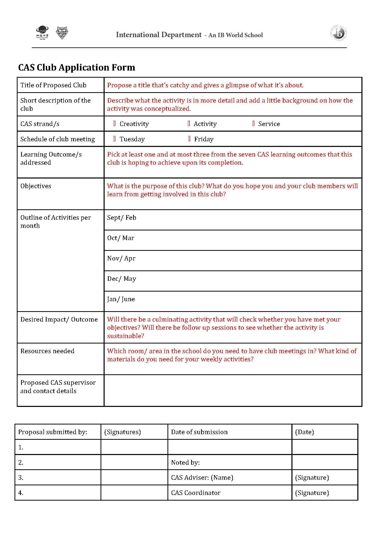 CAS file — Mingdao High School International Department