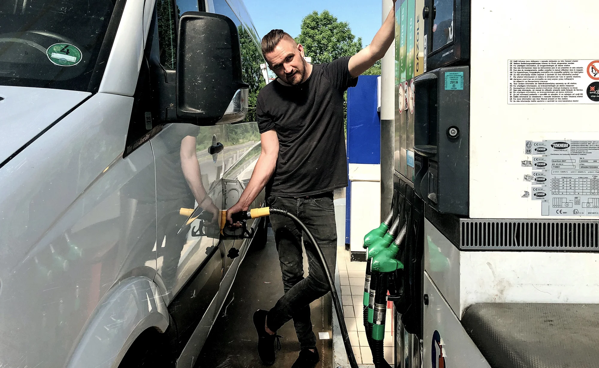 Fueling up for drive to Lyon.