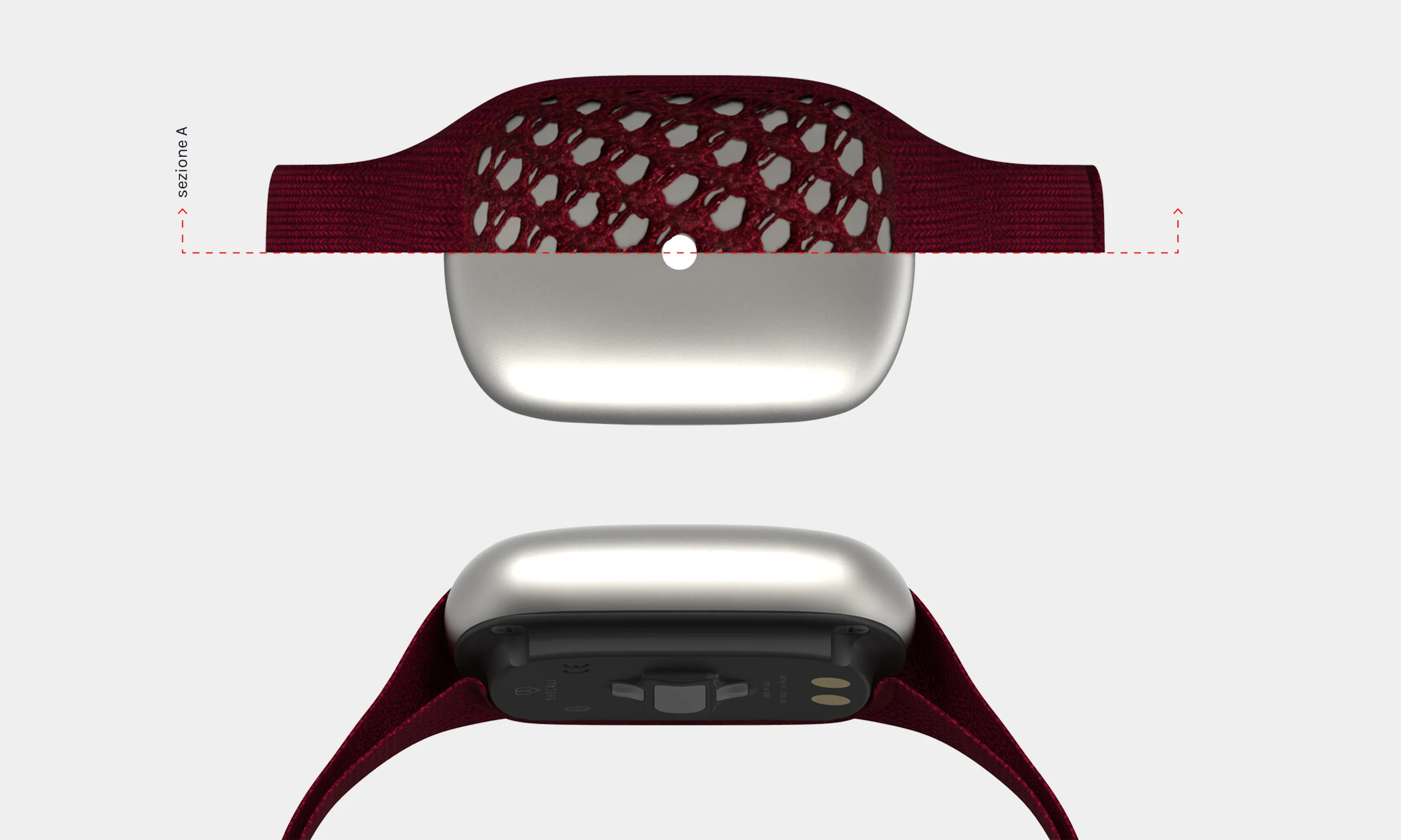 Le nostre ricerche sui materiali ci hanno condotti ad adottare una direzione progettuale mai esplorata. Grazie a questo lavoro, abbiamo potuto depositare un brevetto di utilizzo nel settore wearable .