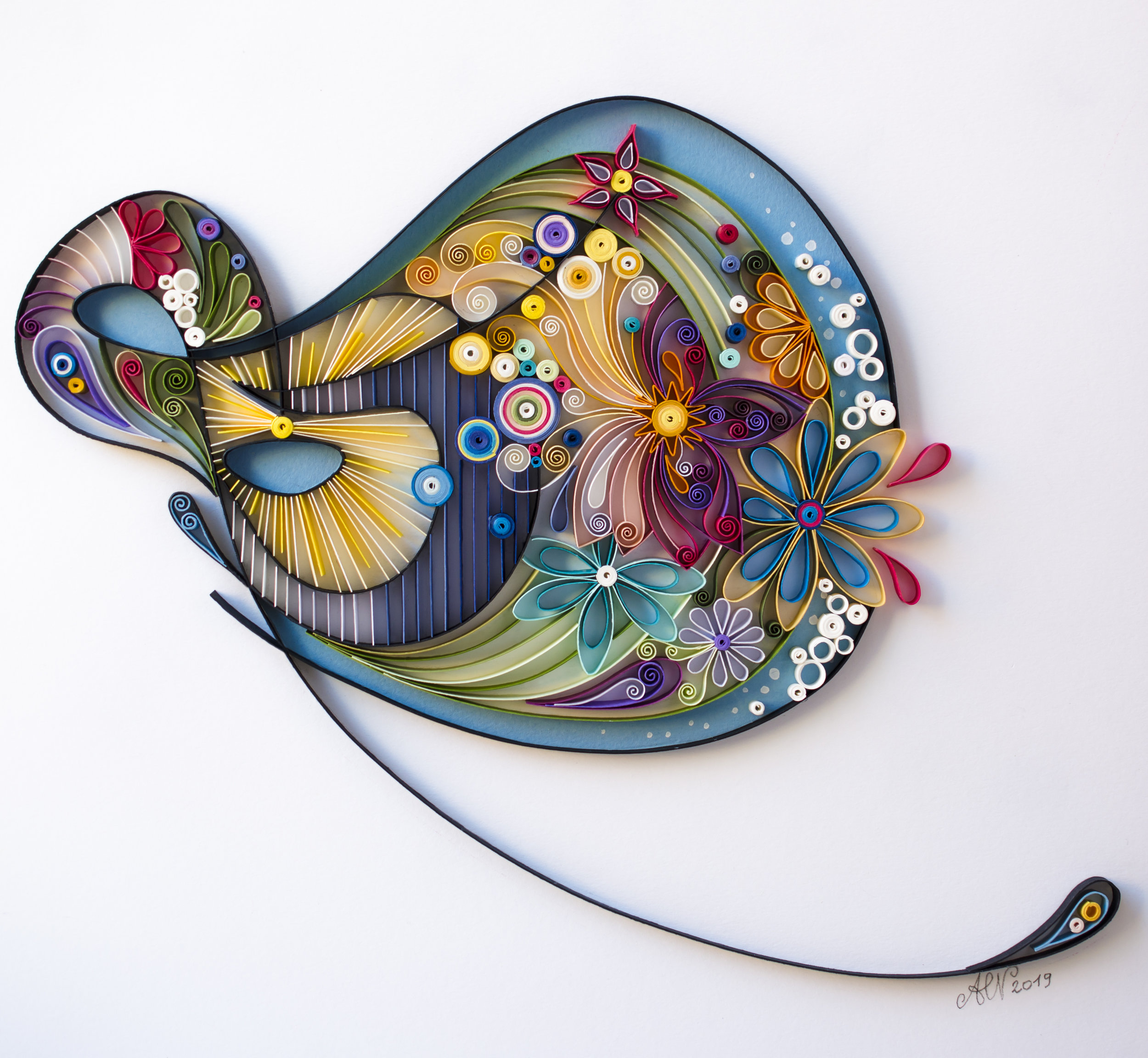 Reflections By Anna Chiara Valentini, based on the name of Majid’s painting Quilling Art 30 x 30 cm