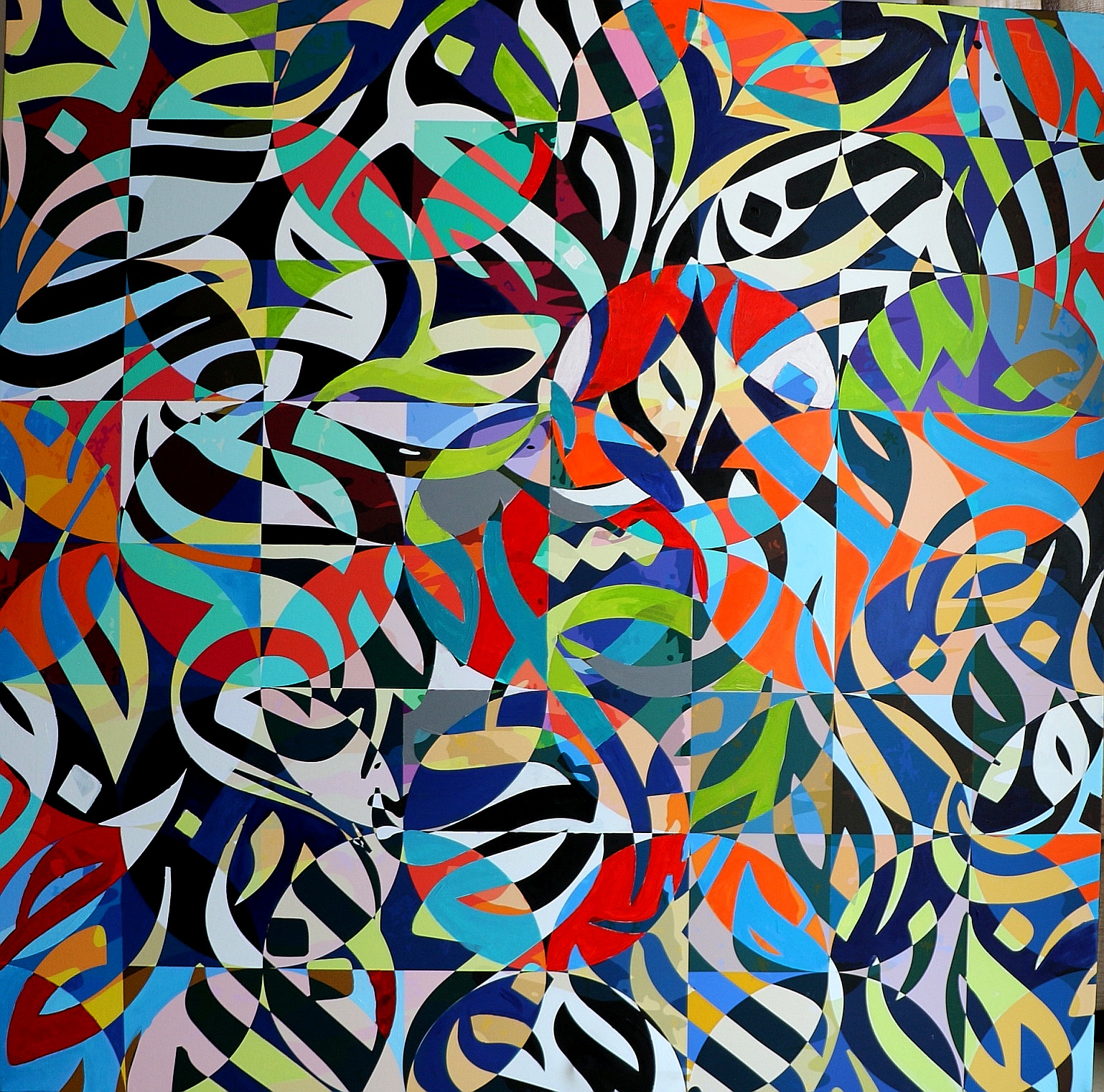 Intersection Polycotton Canvas, Matte finish 100 X 100 cm