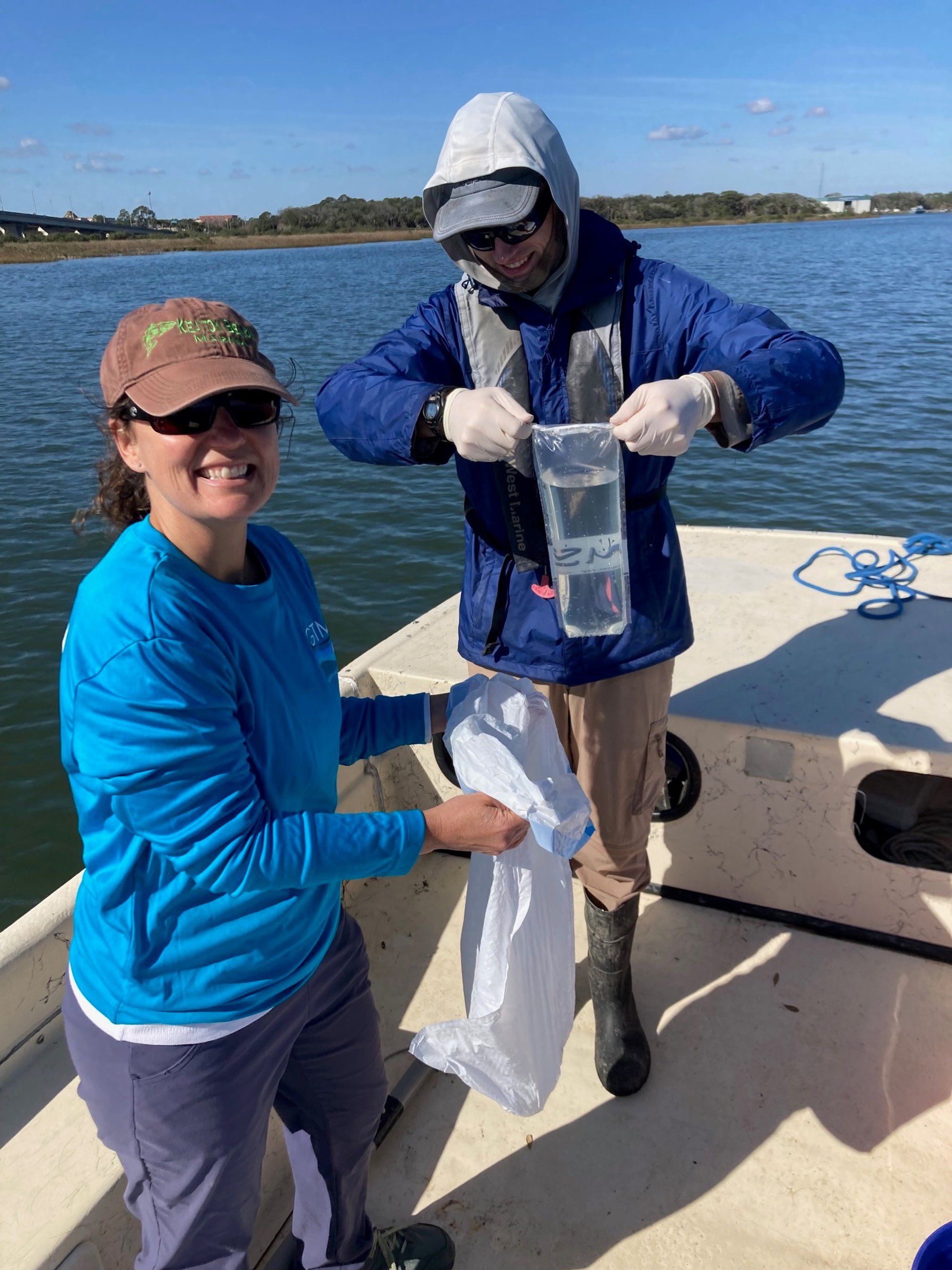 Nikki and Jacob collecting water samples, GTM NERR