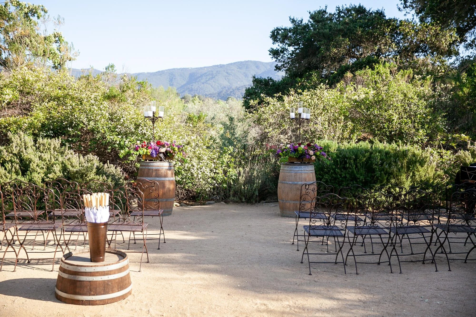 Wedding ceremony at Sunstone Winery and Villa set in the courtyard